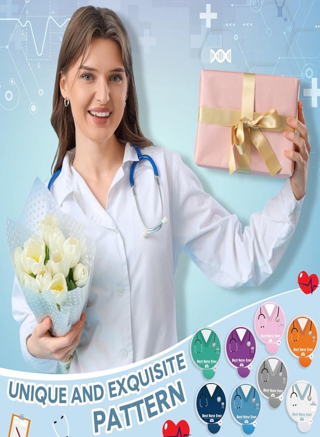 DoubleFill مروحة قابلة للطي من دبل فيل، 48 قطعة، هدية تقدير للممرضات، مروحة يدوية دائرية محمولة بقطر 7.87 بوصة مع مقابض، هدايا تحفيزية وشكرية لحفلات أسبوع التمريض والتخرج (8 ألوان) - Image 4